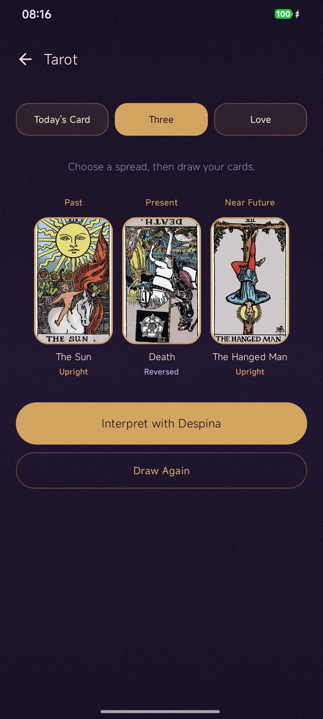 Telva tarot screen